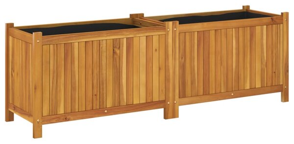 VidaXL tömör akácfa kerti virágtartó béléssel 153x38,5x50 cm