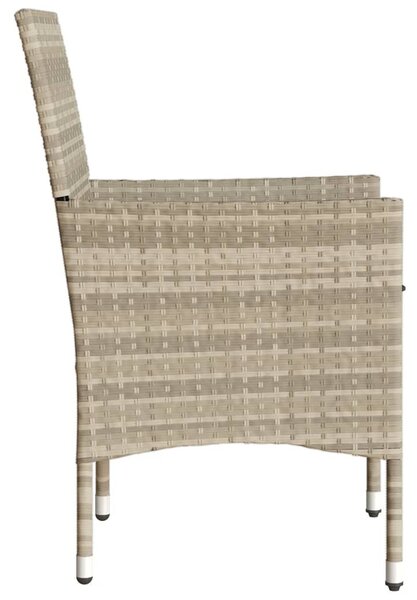2 db világosszürke polyrattan kerti szék párnával