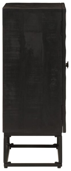 Fekete tömör mangófa és vas tálalószekrény 55 x 30 x 76 cm
