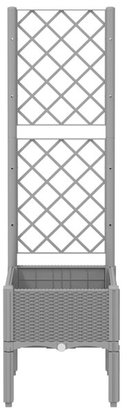 Világosszürke PP rácsos kerti ültetőláda 40 x 40 x 142 cm