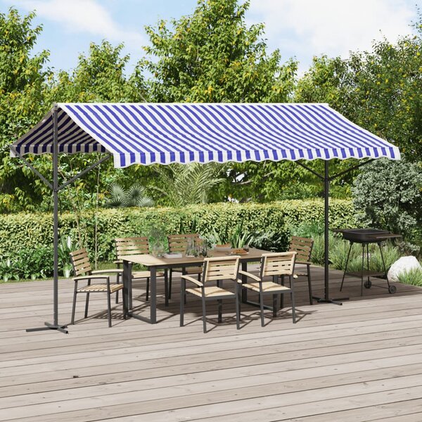 VidaXL kék-fehér szövet és acél szabadon álló napellenző 400 x 300 cm
