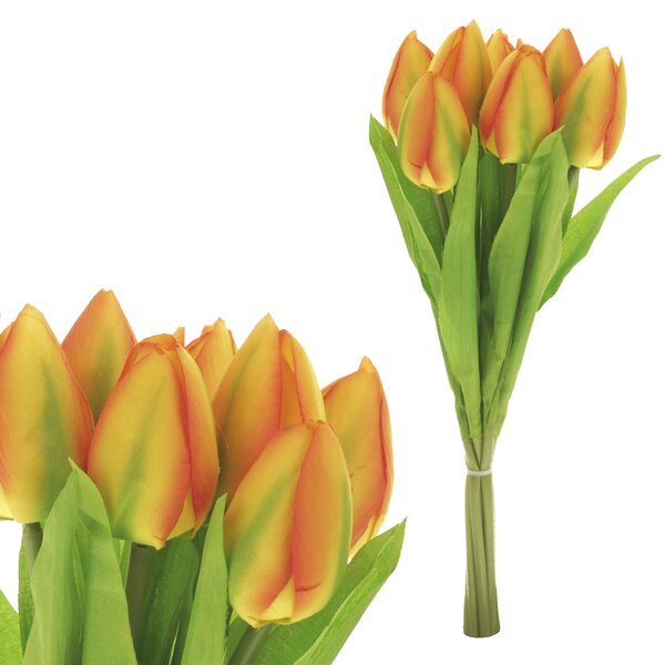 Műcsokor Tulipán 7 virág, sárga, 15 x 15 x 35 cm,művirág, 15 x 15 x 35 cm