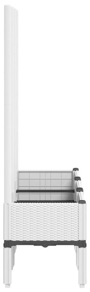 Fehér polipropilén rácsos kerti ültetőláda 120 x 40 x 142 cm