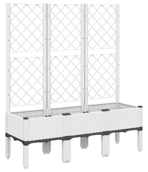 Fehér polipropilén rácsos kerti ültetőláda 120 x 40 x 142 cm