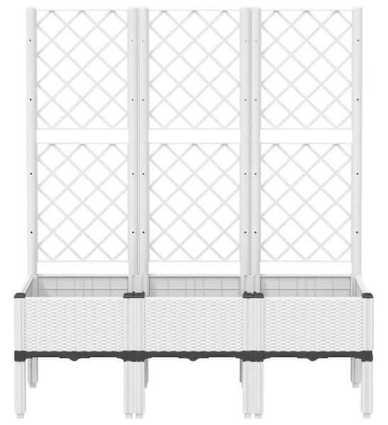 Fehér polipropilén rácsos kerti ültetőláda 120 x 40 x 142 cm