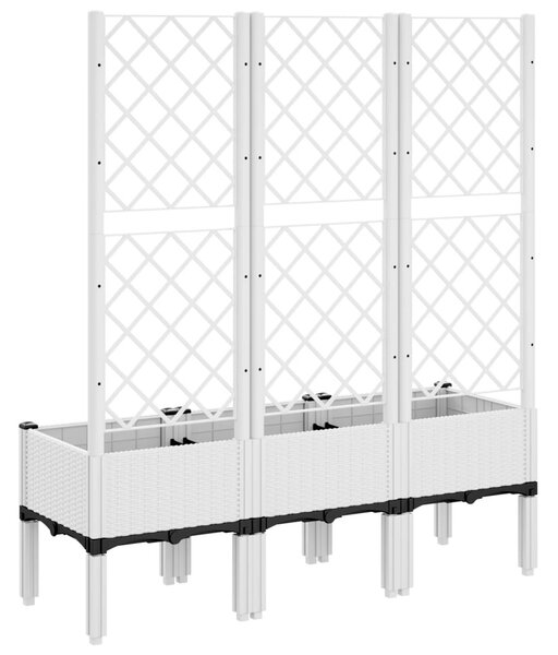 Fehér polipropilén rácsos kerti ültetőláda 120 x 40 x 142 cm