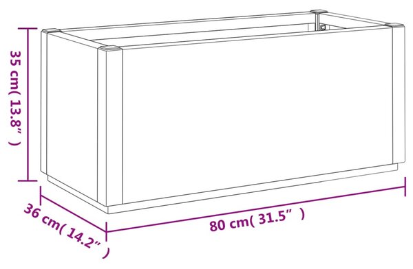 Világosbarna polipropilén kerti ültetőláda 80 x 36 x 35 cm
