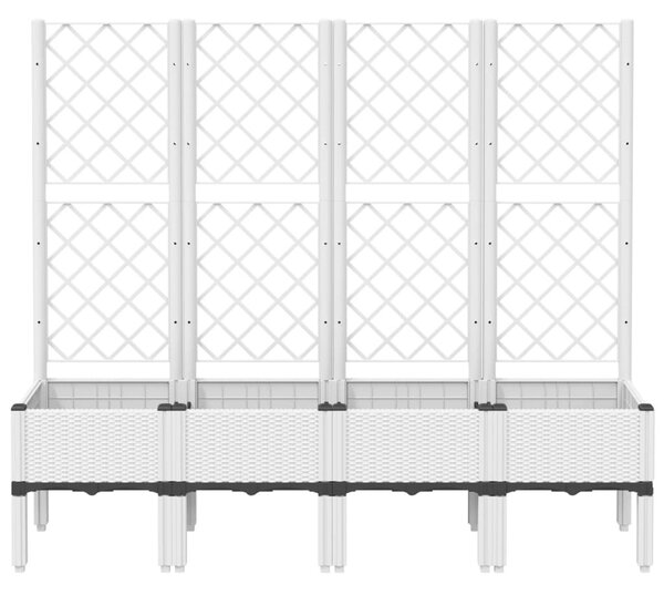 Fehér polipropilén rácsos kerti ültetőláda 160 x 40 x 142 cm