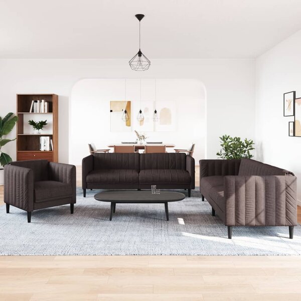 3 részes sötétbarna szövet ülőgarnitúra