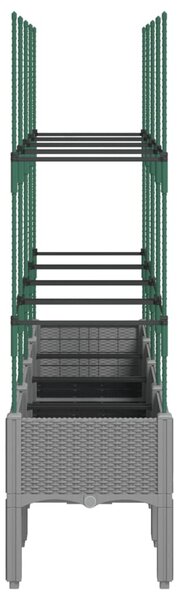Világosszürke PP rácsos kerti ültetőláda 160 x 40 x 142,5 cm