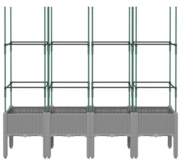 Világosszürke PP rácsos kerti ültetőláda 160 x 40 x 142,5 cm