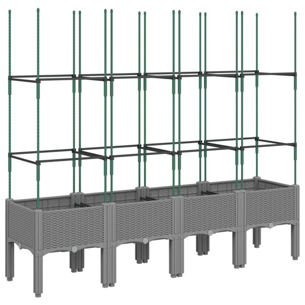 Világosszürke PP rácsos kerti ültetőláda 160 x 40 x 142,5 cm