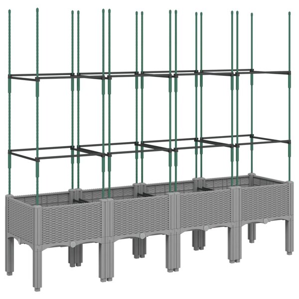 Világosszürke PP rácsos kerti ültetőláda 160 x 40 x 142,5 cm