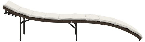 2 db barna polyrattan napozóágy párnával
