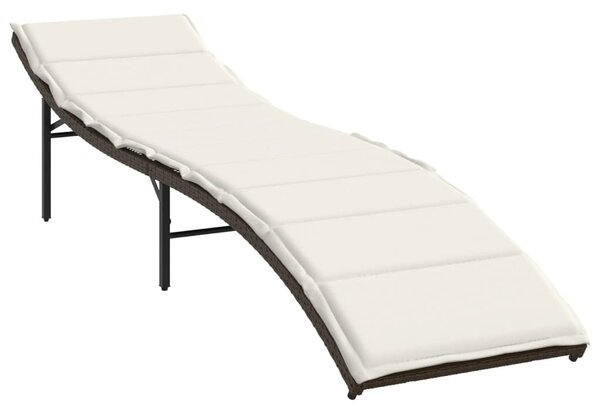 2 db barna polyrattan napozóágy párnával