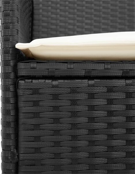 2 db fekete polyrattan és tömör fa kerti szék párnával