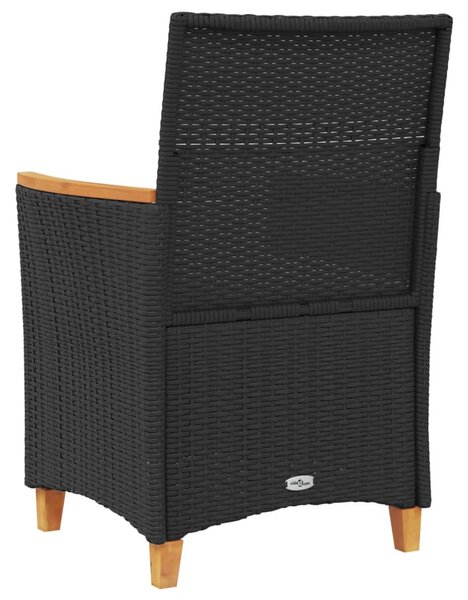 2 db fekete polyrattan és tömör fa kerti szék párnával