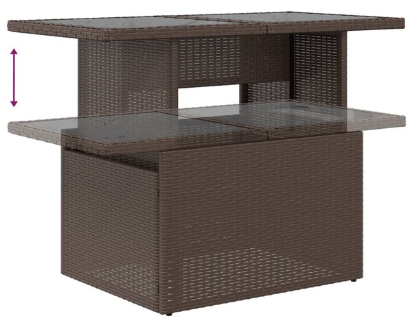 11 részes barna polyrattan kerti ülőgarnitúra párnákkal