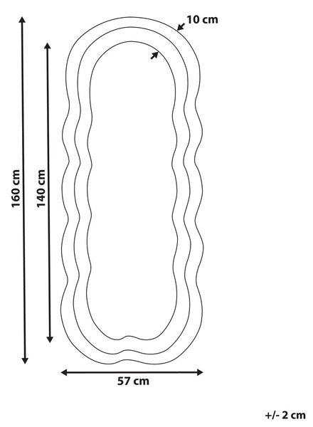Falitükör LACS 57 cm 160 cm Bársony Kék