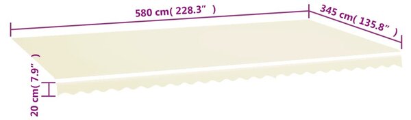 Krémszínű csere napellenző ponyva 6 x 3,5 m