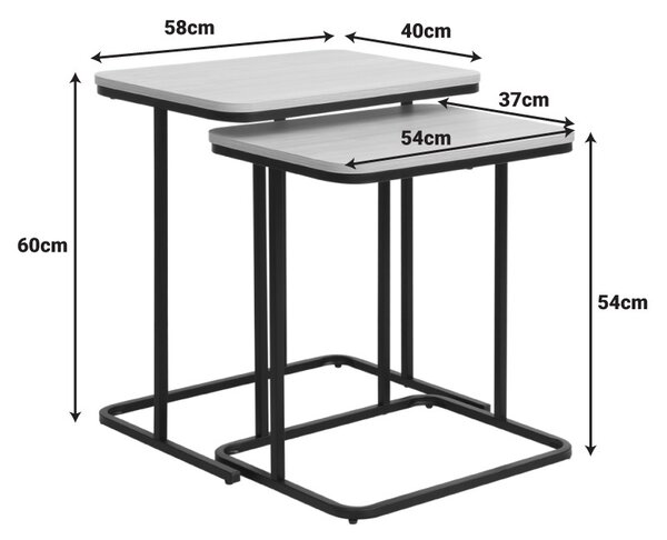 2 darabos kisasztal szett, Dunest, fekete, 40x54x60 cm