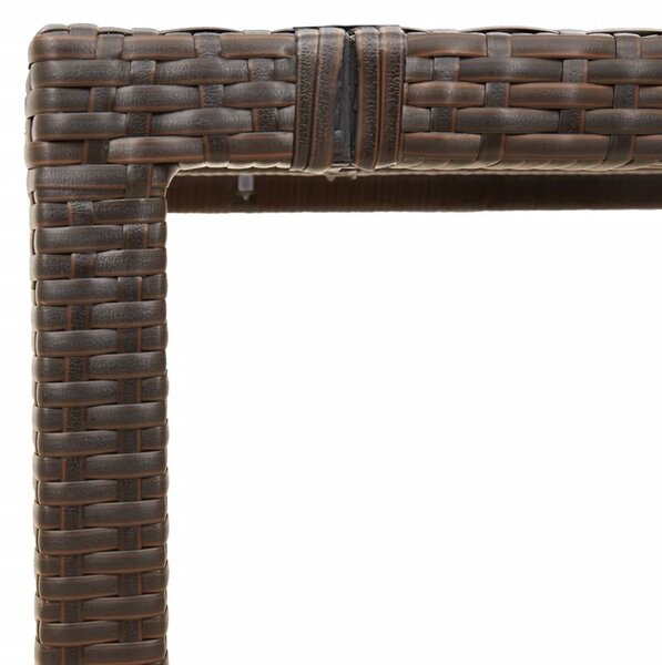 Barna polyrattan üveglapos kerti asztal 150 x 90 x 75 cm