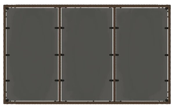 Barna polyrattan üveglapos kerti asztal 150 x 90 x 75 cm