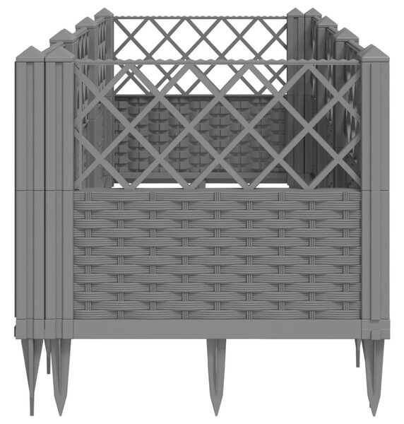 Világosszürke PP kerti virágláda cövekekkel 123,5x43,5x43,5 cm