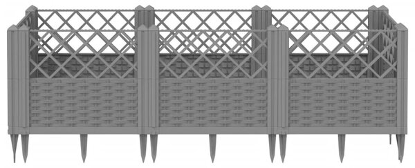 Világosszürke PP kerti virágláda cövekekkel 123,5x43,5x43,5 cm