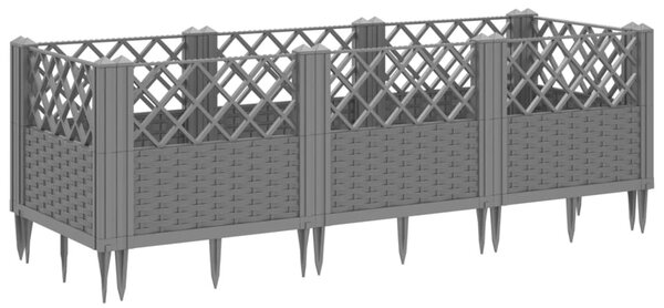 Világosszürke PP kerti virágláda cövekekkel 123,5x43,5x43,5 cm
