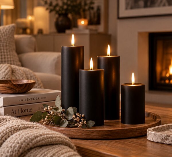 SHP Flame LED Gyertyaszett Fekete Távirányítóval