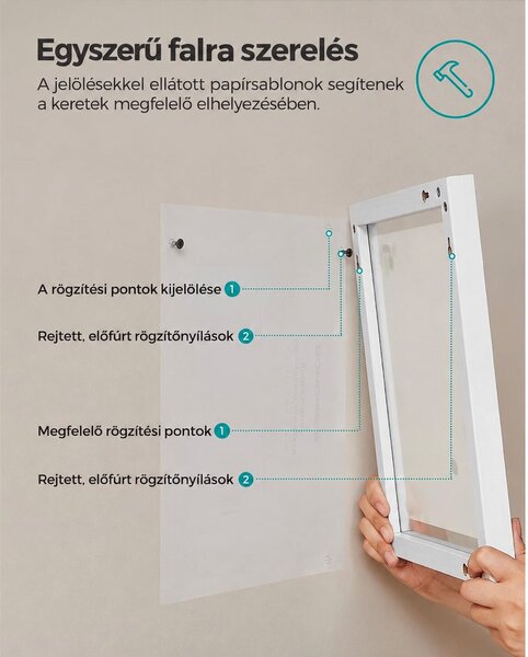 Lebegő képkeret készlet 3 db, 2 üvegtábla, fehér
