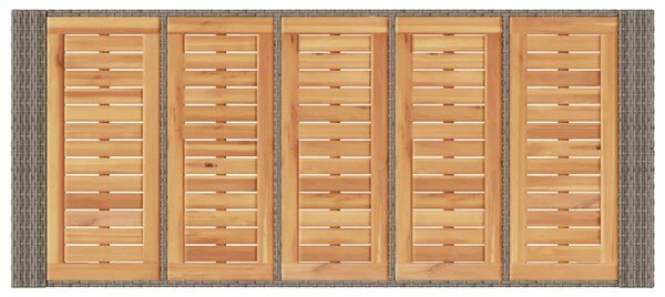 Szürke polyrattan kerti bárasztal akácfa lappal 185x80x110 cm