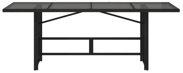 VidaXL fekete polyrattan üveglapos kerti asztal 190 x 90 x 75 cm