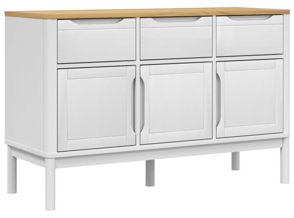 FLORO fehér tömör fenyőfa tálalószekrény 114 x 43 x 74 cm