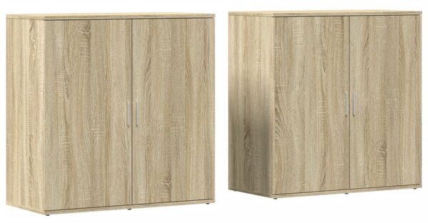 2 db sonoma tölgy színű szerelt fa tálalóasztal 79 x 38 x 80 cm