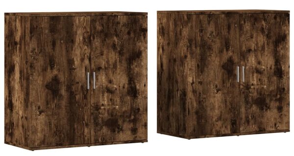 2 db füstös tölgy színű szerelt fa tálalószekrény 79x38x80 cm