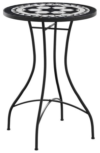 Fekete és fehér kerámia mozaikmintás bisztróasztal Ø50 x 70 cm