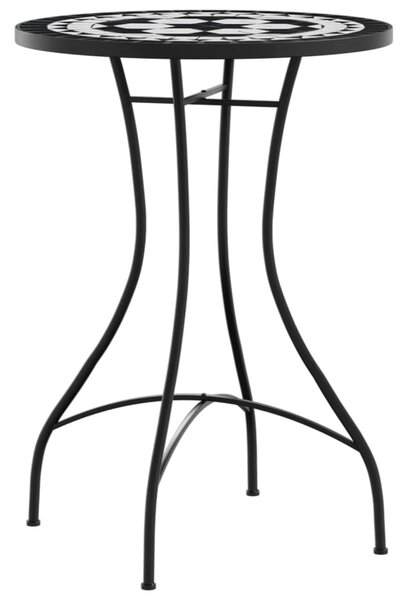 Fekete és fehér kerámia mozaikmintás bisztróasztal Ø50 x 70 cm