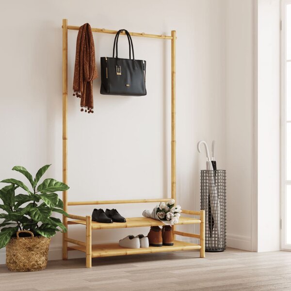 Bambusz ruhaállvány polcokkal 103 x 40 x 183 cm