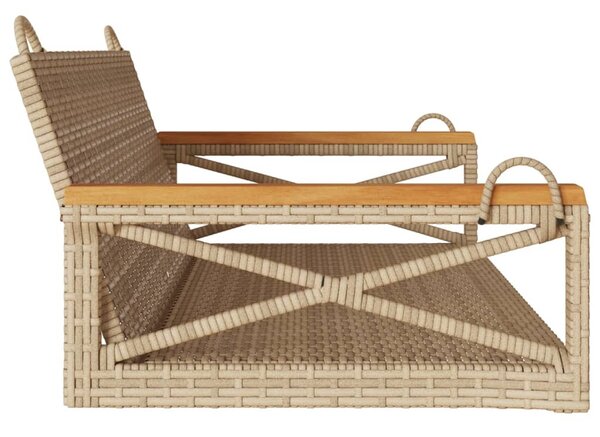Bézs polyrattan hintapad 109 x 62 x 40 cm