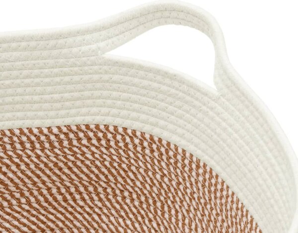 Barna és fehér pamut tárolókosár Ø40 x 25 cm