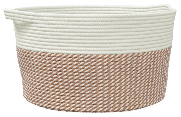 Barna és fehér pamut tárolókosár Ø40 x 25 cm