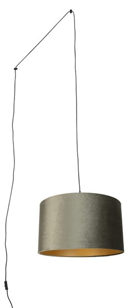 Fekete függőlámpa dugóval és zöld búrával, arany belsővel, 35 cm - Cavalux