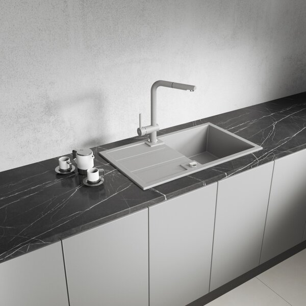 Laveo Barbados, 1 kamrás gránit mosogató 760x440x194 mm, szürke, LAV-SBB_511T