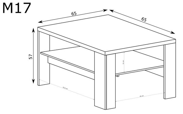 Aldabra Mediolan M-17 dohányzóasztal, hikora fa