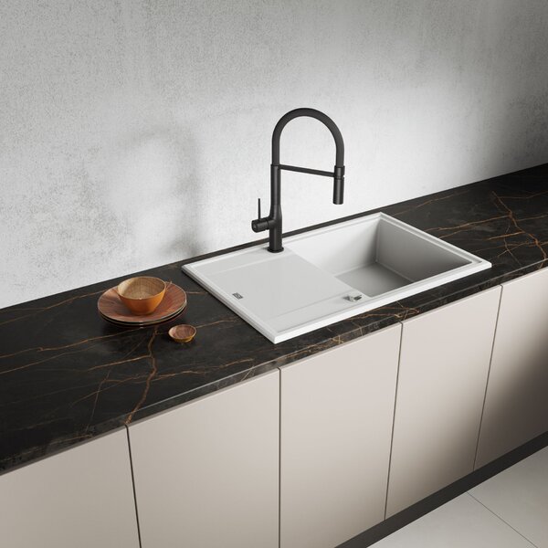 Laveo Megalo, 1 rekeszes gránit mosogató 780x500x185 mm, fehér, LAV-SBE_611T