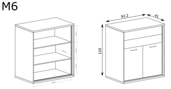Aldabra Mediolan M-6 komód, hikora fa