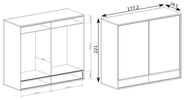 Aldabra Mediolan M-19 gardróbszekrény, hikora fa