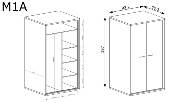Aldabra Mediolan M-1 gardróbszekrény, hikora fa